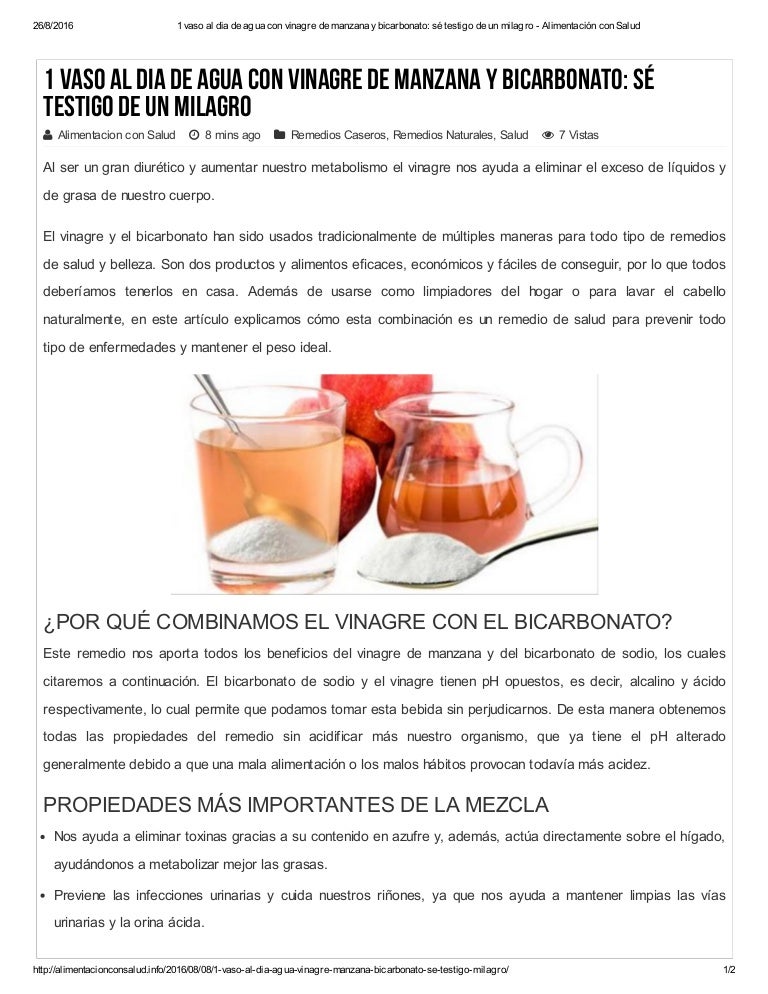 El vinagre de manzana con bicarbonato sirve para adelgazar El vinagre de manzana con bicarbonato sirve para adelgazar